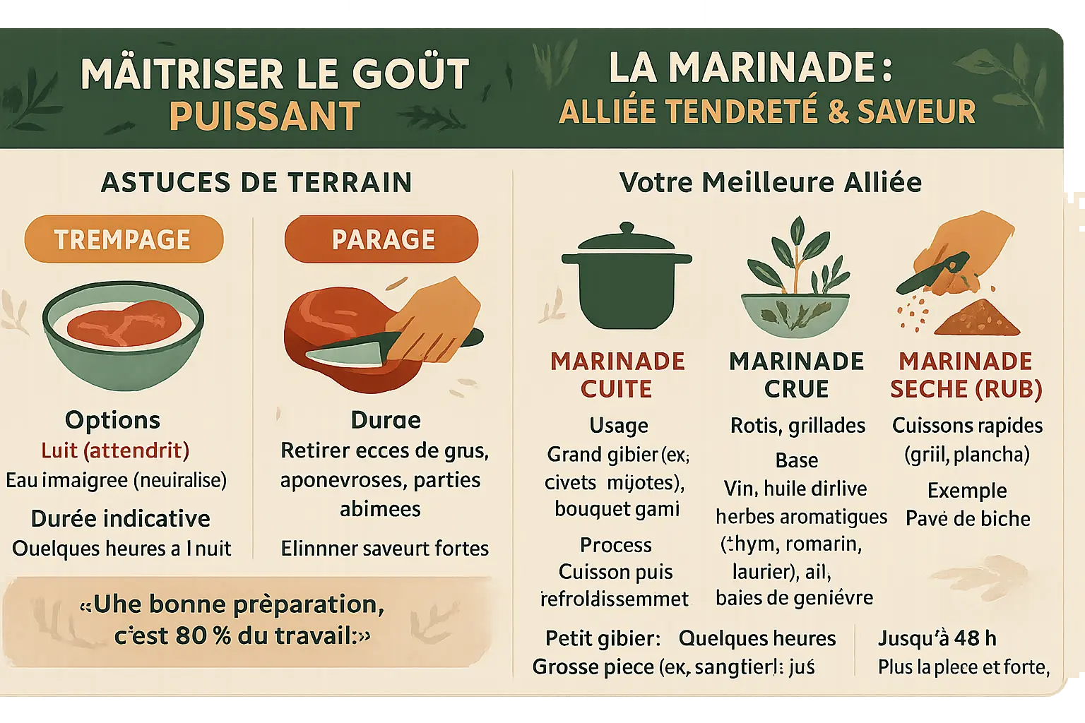 Préparation du gibier en cuisine