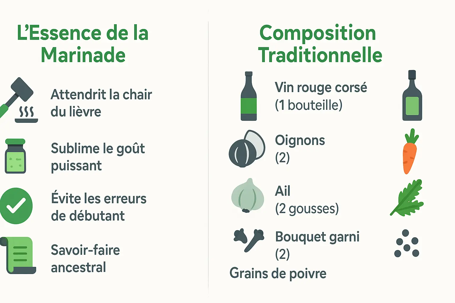 Composition d'une marinade traditionnelle pour lièvre