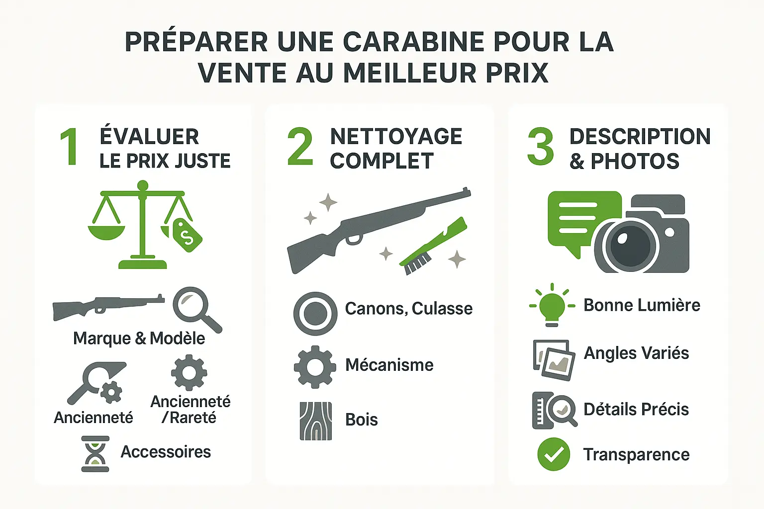 Préparer un fusil de chasse pour la vente