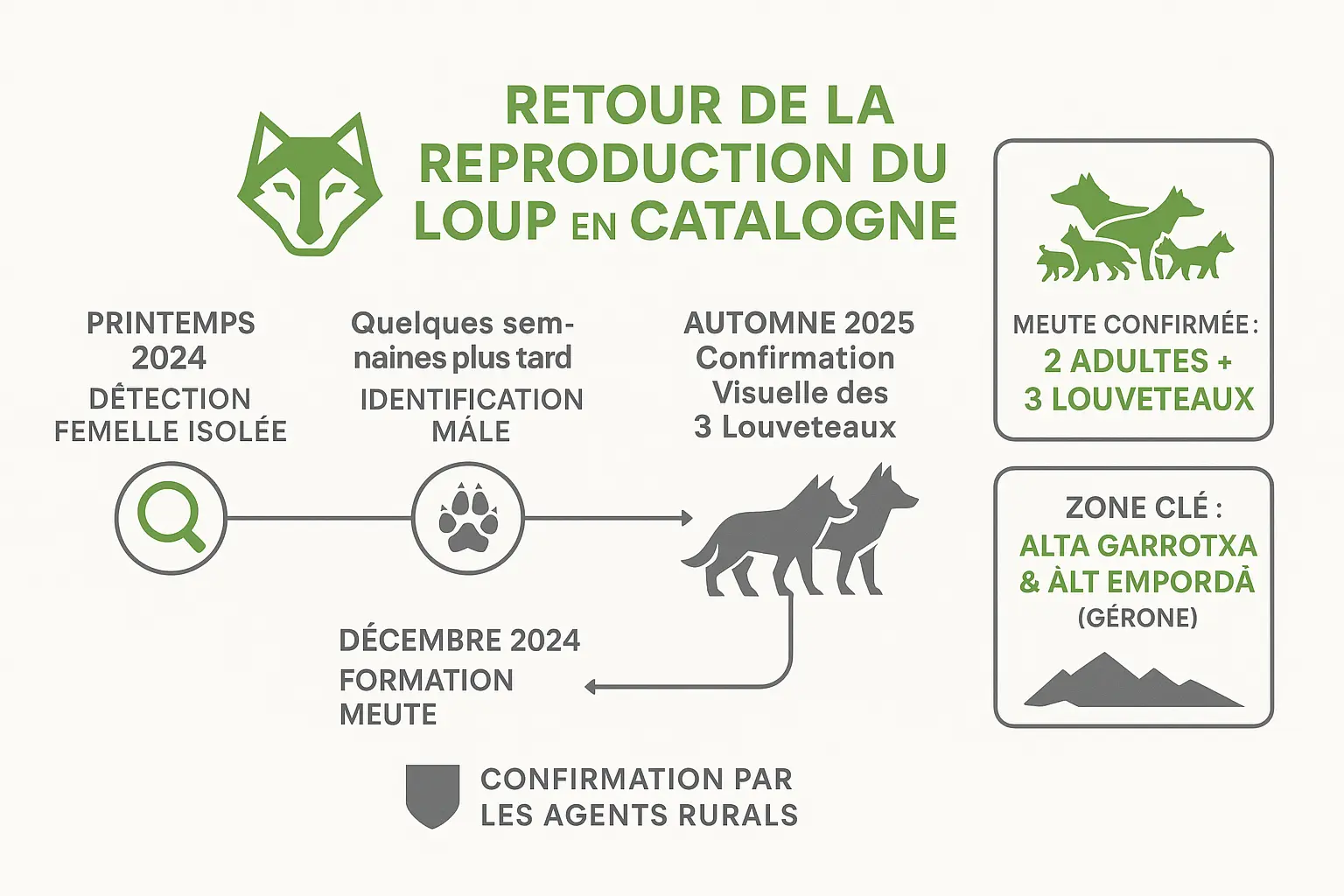 Chronologie de la reproduction du loup en Catalogne : détection des individus et des louveteaux